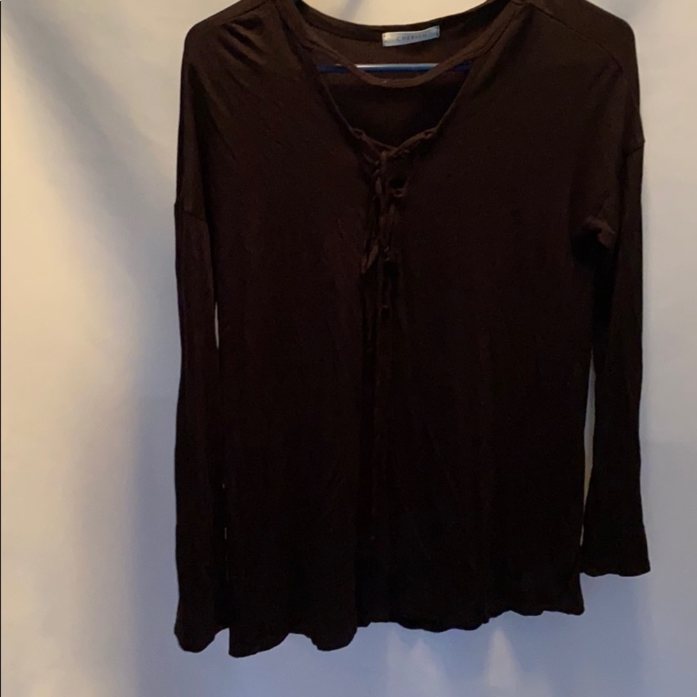 Black lace up front top